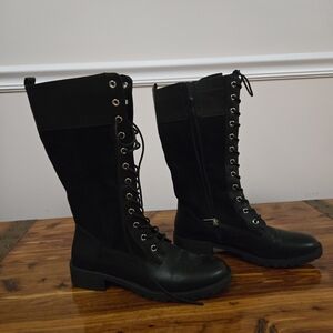 Black Lace-Up Boots